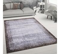 Paco Home Tapis De Salon Tapis De Salon Poils Ras Effet Usé Abstrait Tapis Vintage Style Moderne, Dimension:120x160 cm, Couleur:Marron