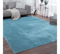 Paco Home Tapis De Salon Poils Ras Lavable Monochrome Style Moderne Bleu Turquoise Turquoise 120x160 cm