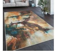 Paco Home Tapis De Salon Tissage Plat Abstrait Vintage Dégradé De Couleurs Lavable Marron 60x100 cm