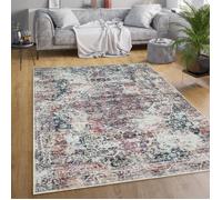 Paco Home Tapis De Salon Tissage Plat Motif Marocain Vintage Lavable En Machine Beige Navy 60x100 cm