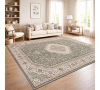 Paco Home Tapis De Salon Vintage Poil Court Style Boho Lavable Antiderapant Entretien Facile Design Retro Moderne, Couleur:Vert, Dimension:240x340 cm