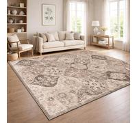 Paco Home Tapis De Salon Vintage Poil Court Style Boho Lavable Antiderapant Entretien Facile Design Retro Moderne, Couleur:Taupe, Dimension:160x220 cm