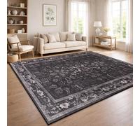 Paco Home Tapis De Salon Vintage Poil Court Style Boho Lavable Antiderapant Entretien Facile Design Retro Moderne, Couleur:Anthracite, Dimension:240x340 cm