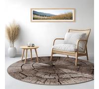 Paco Home Tapis Design Élégant Salon Tronc d'arbre Effet D'Optique Nature Gris Brun Beige, Dimension:120 cm Rond