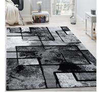 Paco Home Tapis Design Moderne Poils Ras Abstrait Peintures Effet Noir Gris Anthracite 160x230 cm