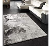Paco Home Tapis Design Moderne Toile Splash Marbré, Couleur:Gris, Dimension:120x170 cm