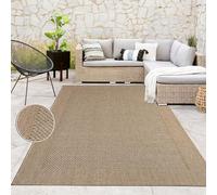 Paco Home Tapis d'extérieur Look Jute - Naturel & Noir, Robuste & Élégant, Idéal pour Terrasse & Salon, Dimension:120x170 cm, Couleur:Beige