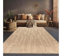 Paco Home Tapis D'Extérieur Résistant Aux Intempéries Balcon Entrée Salon Design Abstrait Géométrique 3D Décoration Moderne Beige, Dimension:120x160 cm