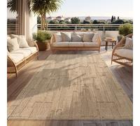 Paco Home Tapis D'Extérieur Résistant Aux Intempéries Balcon Entrée Salon Design Abstrait Géométrique 3D Décoration Moderne Beige, Dimension:160x220 cm