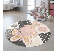 Paco Home Tapis Enfant Moderne Pastel Chambre Animaux 3D, Dimension:200 cm Rond