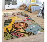 Paco Home Tapis Enfant Tapis Chambre Enfant Fille Garcon Moderne Motif Animal Jungle Beige Beige 160x230 cm