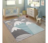 Paco Home Tapis Enfant Tapis Chambre Enfant Fille Garcon Pastel 3D Motif Montagne Moderne, Dimension:133 cm carré