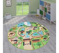Paco Home Tapis Enfant, Tapis Chambre Jeu Garçon Fille Moderne Antidérapant, Dimension:200 cm Rond, Couleur:Beige