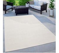 Paco Home Tapis Extérieur Balcon Terrasse Tapis Cuisine Uni Motif Moucheté Blanc Cassé 150 cm carré