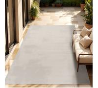 Paco Home Tapis Extérieur Balcon Terrasse Tapis Cuisine Uni Motif Moucheté Blanc Cassé 200x280 cm