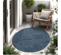 Paco Home Tapis Intérieur Et Extérieur Balcon Terrasse Tapis Cuisine Monochrome Moucheté, Dimension:80 cm Rond, Couleur:Bleu