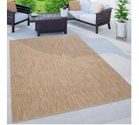 Paco Home Tapis Extérieur Balcon Terrasse Tapis Cuisine Uni Moucheté Beige Blanc Cassé 150 cm carré