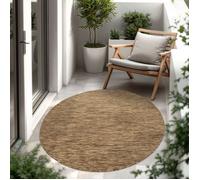 Paco Home Tapis Intérieur Et Extérieur Balcon Terrasse Tapis Cuisine Monochrome Moucheté, Dimension:120 cm Rond, Couleur:Café