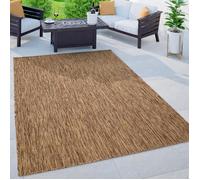 Paco Home Tapis Extérieur Balcon Terrasse Tapis Cuisine Uni Moucheté Marron Beige 200 cm rond