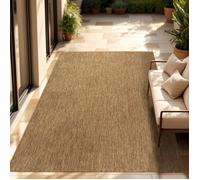 Paco Home Tapis Extérieur Balcon Terrasse Tapis Cuisine Uni Moucheté Marron Beige 200x280 cm