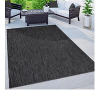 Paco Home Tapis Extérieur Balcon Terrasse Tapis Cuisine Uni Moucheté Sombre Gris 200x280 cm