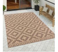 Paco Home Tapis Exterieur Terrasse Balcon Scandinave Ethnique Geometrique Losange Beige 60x100 cm