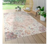 Paco Home Tapis Exterieur Terrasse Balcon Tapis Cuisine Motif Oriental Vintage Rose Crème 60x100 cm