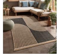 Paco Home Tapis Exterieur Terrasse Salon Cuisine Boho Fleurs Lavable En Machine 3D Gris foncé 80x150 cm