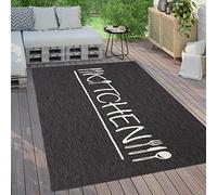 Paco Home Tapis Exterieur Terrasse Salon Cuisine Moderne Motif Abstrait Moderne Écriture, Dimension:200x280 cm, Couleur:Anthracite 2