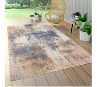 Paco Home Tapis Exterieur Terrasse Salon Cuisine Moderne Motif Abstrait Vintage Beige Bleu 160 cm rond