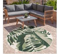 Paco Home Tapis Exterieur Terrasse Salon Cuisine Motif Boho Jungle Motif Palmiers Vert 120 cm rond