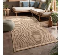Paco Home Tapis Exterieur Terrasse Salon Cuisine Motif Boho Motif Fleuri Motif Geometrique, Dimension:200x280 cm, Couleur:Beige 3