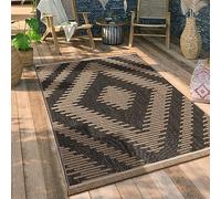 Paco Home Tapis Exterieur Terrasse Salon Cuisine Motif Boho Motif Fleuri Motif Geometrique, Dimension:80x150 cm, Couleur:Anthracite 2