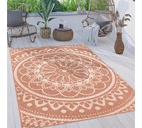 Paco Home Tapis Exterieur Terrasse Salon Cuisine Motif Oriental Marocain Moderne Ethnique Mandala, Dimension:80x150 cm, Couleur:Abricot
