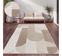 Paco Home Tapis Exterieur Terrasse Salon Cuisine Motif Scandinave Motif Boho Uni Beige 120x170 cm Beige 2