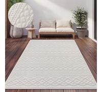 Paco Home Tapis Exterieur Terrasse Salon Cuisine Motif Scandinave Motif Boho Uni, Dimension:240x340 cm, Couleur:Crème 4