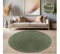 Paco Home Tapis Exterieur Terrasse Salon Cuisine Motif Scandinave Motif Boho Uni Vert Vert 160 cm rond