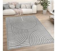 Paco Home Tapis Exterieur Terrasse Salon Cuisine Motif Scandinave Motif Ethnique Uni, Dimension:200x280 cm, Couleur:Gris 4