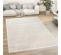 Paco Home Tapis Exterieur Terrasse Salon Cuisine Motif Scandinave Motif Ethnique Uni, Dimension:200x280 cm, Couleur:Crème
