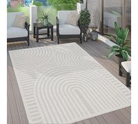 Paco Home Tapis Exterieur Terrasse Salon Cuisine Motif Scandinave Motif Ethnique Uni, Dimension:200x280 cm, Couleur:Crème 4