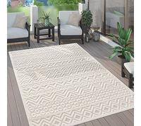Paco Home Tapis Exterieur Terrasse Salon Cuisine Motif Scandinave Motif Ethnique Uni, Dimension:200x280 cm, Couleur:Crème