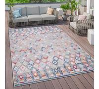 Paco Home Tapis Exterieur Terrasse Salon Cuisine Scandinave Ethnique Geometrique Abstrait Motif Losange 3D, Dimension:80x150 cm, Couleur:Multicolore 2