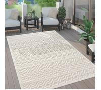 Paco Home Tapis Exterieur Terrasse Salon Cuisine Motif Scandinave Motif Ethnique Uni, Dimension:200x280 cm, Couleur:Crème