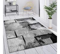 Paco Home Tapis Gris Tapis Salon Tapis Vintage Salon Poils Ras Géométrique Motif Abstrait, Dimension:140x200 cm, Couleur:Gris 7