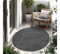 Paco Home Tapis Intérieur Et Extérieur Balcon Terrasse Tapis Cuisine Monochrome Moucheté, Dimension:120 cm Rond, Couleur:Anthracite