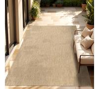 Paco Home Tapis Intérieur Et Extérieur Balcon Terrasse Tapis Cuisine Monochrome Moucheté, Dimension:150 cm carré, Couleur:Naturelle