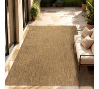 Paco Home Tapis Intérieur Et Extérieur Balcon Terrasse Tapis Cuisine Monochrome Moucheté, Dimension:150 cm carré, Couleur:Café
