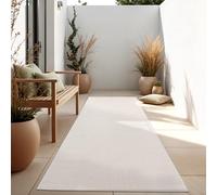 Paco Home Tapis Intérieur Et Extérieur Balcon Terrasse Tapis Cuisine Monochrome Moucheté, Dimension:80x250 cm, Couleur:Ivoire