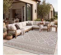 Paco Home Tapis Intérieur & Extérieur Balcon Terrasse Cuisine Motif Ethnique Boho Moderne, Dimension:60x100 cm, Couleur:Beige 2
