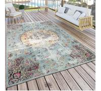 Paco Home Tapis Intérieur Extérieur Orient Turquoise Rose Jaune 60x100 cm